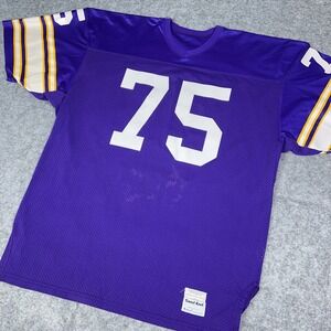 VTG Minnesota Vikings Jersey Mens 52 Purple #75 Sand Knit 80s NFL Football Game
